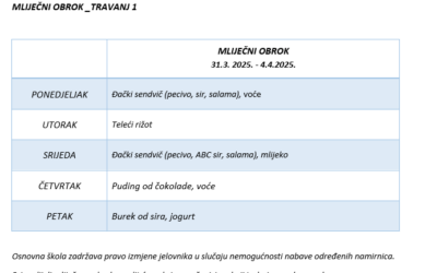 MLIJEČNI OBROK_TRAVANJ 1