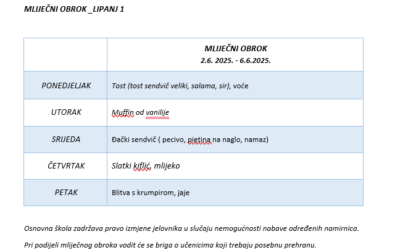 MLIJEČNI OBROK_LIPANJ 1
