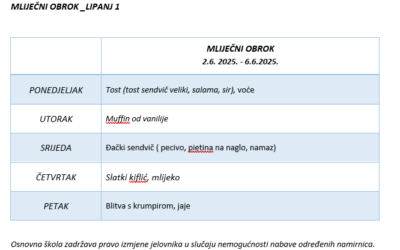MLIJEČNI OBROK_LIPANJ 1