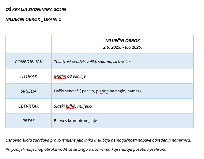 MLIJEČNI OBROK_LIPANJ 1