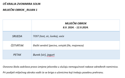 MLIJEČNI OBROK_RUJAN 1