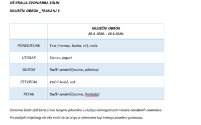 MLIJEČNI OBROK_TRAVANJ 3