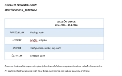 MLIJEČNI OBROK_TRAVANJ 4