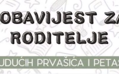 OBAVIJEST_za roditelje učenika 1-ih i 5-ih razreda