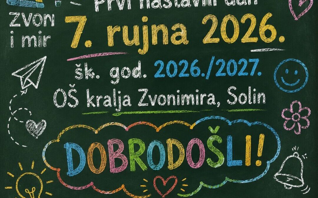 OBAVIJEST O POČETKU NASTAVE U ŠKOLSKOJ GODINI 2026./2027.